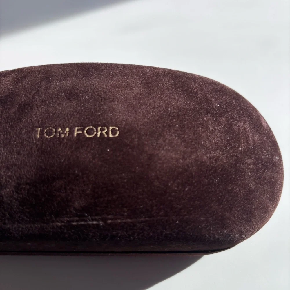 Tom Ford Velvet Sunglasses Case in Dark Brown with Gold Logo